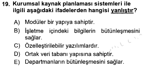 Elektronik Ticaret 2015-2016 Dönem Sonu Sınavı - 19. soru