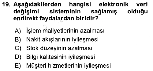 Elektronik Ticaret 2016-2017 Dönem Sonu Sınavı - 19. soru