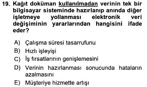 Elektronik Ticaret 2017-2018 Dönem Sonu Sınavı - 19. soru