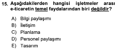 Elektronik Ticaret 2024-2025 Dönem Sonu Sınavı - 15. soru