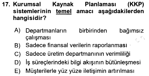 Elektronik Ticaret 2025-2026 Dönem Sonu Sınavı - 17. soru