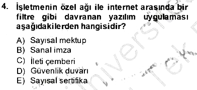 Elektronik Ticaret 2013-2014 Tek Ders Sınavı - 4. soru