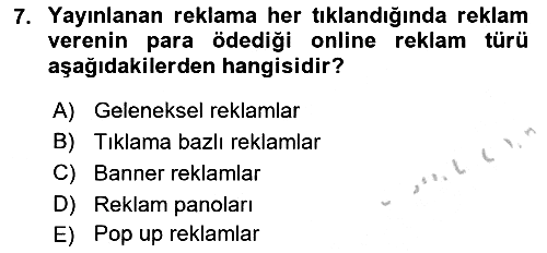 Elektronik Ticaret 2018-2019 Yaz Okulu Sınavı - 7. soru