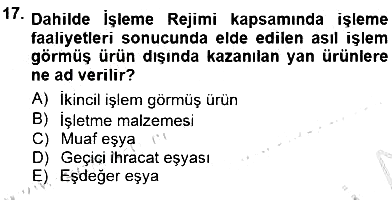 Gümrük Mevzuatı 2014-2015 Ara Sınav - 17. soru