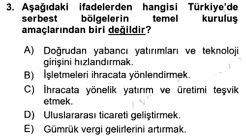 Gümrük Mevzuatı 2022-2023 Ara Sınav - 3. soru