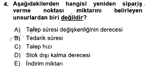 Uluslararası Lojistik 2016-2017 3 Ders Sınavı - 4. soru