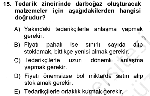 Uluslararası Lojistik 2012-2013 Ara Sınav - 15. soru