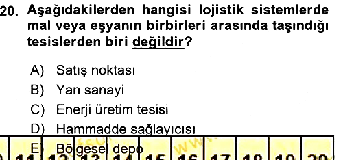 Uluslararası Lojistik 2015-2016 Ara Sınav - 20. soru