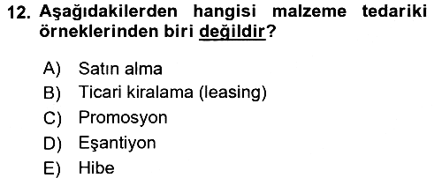 Uluslararası Lojistik 2016-2017 Ara Sınav - 12. soru