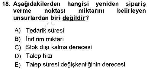 Uluslararası Lojistik 2016-2017 Ara Sınav - 18. soru