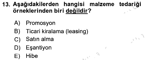 Uluslararası Lojistik 2019-2020 Ara Sınav - 13. soru