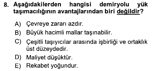 Uluslararası Lojistik 2023-2024 Ara Sınav - 8. soru