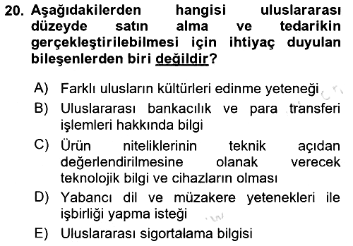 Uluslararası Lojistik 2024-2025 Ara Sınav - 20. soru