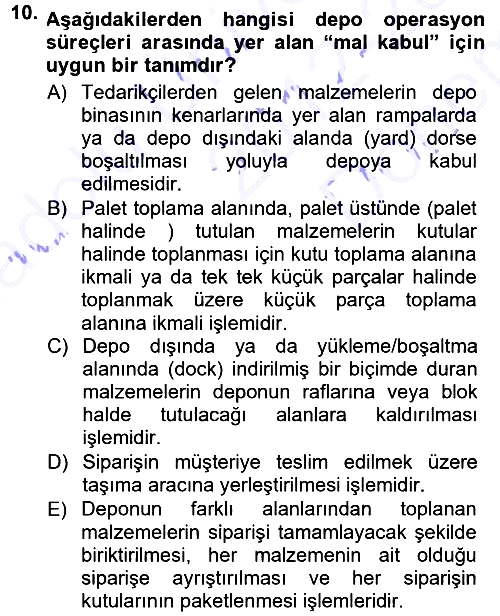 Uluslararası Lojistik 2012-2013 Dönem Sonu Sınavı - 10. soru