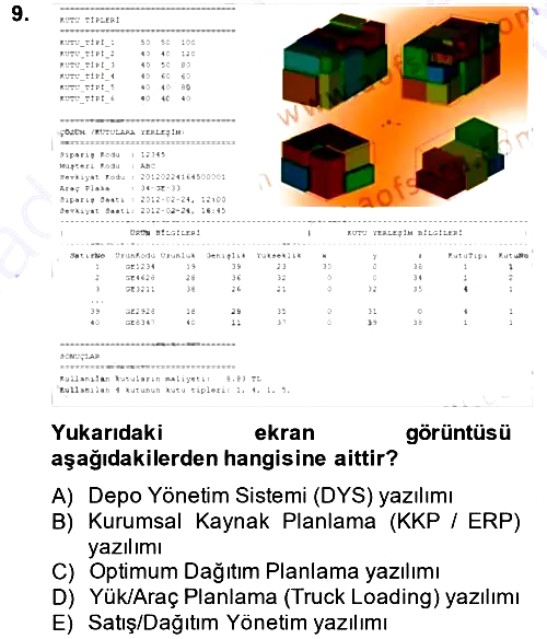 Uluslararası Lojistik 2013-2014 Dönem Sonu Sınavı - 9. soru