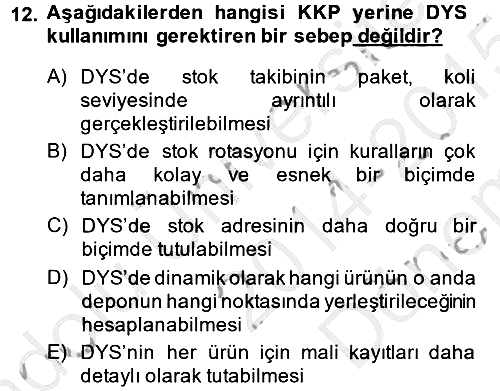 Uluslararası Lojistik 2014-2015 Dönem Sonu Sınavı - 12. soru