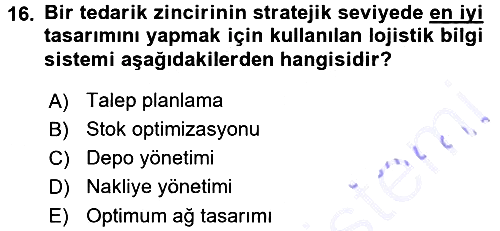 Uluslararası Lojistik 2015-2016 Dönem Sonu Sınavı - 16. soru