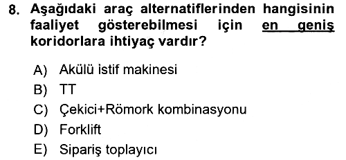 Uluslararası Lojistik 2016-2017 Dönem Sonu Sınavı - 8. soru