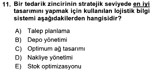 Uluslararası Lojistik 2016-2017 Dönem Sonu Sınavı - 11. soru