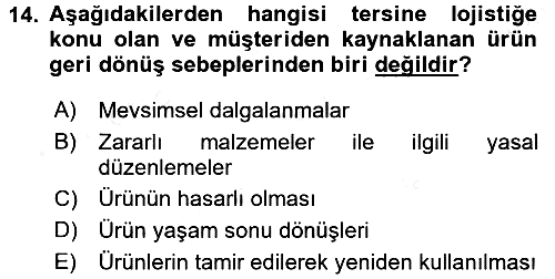 Uluslararası Lojistik 2016-2017 Dönem Sonu Sınavı - 14. soru