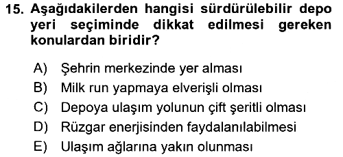 Uluslararası Lojistik 2016-2017 Dönem Sonu Sınavı - 15. soru