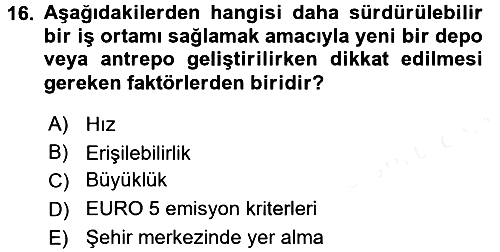Uluslararası Lojistik 2016-2017 Dönem Sonu Sınavı - 16. soru