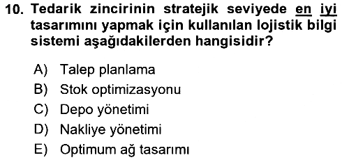 Uluslararası Lojistik 2017-2018 Dönem Sonu Sınavı - 10. soru