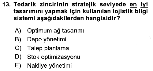 Uluslararası Lojistik 2018-2019 Dönem Sonu Sınavı - 13. soru