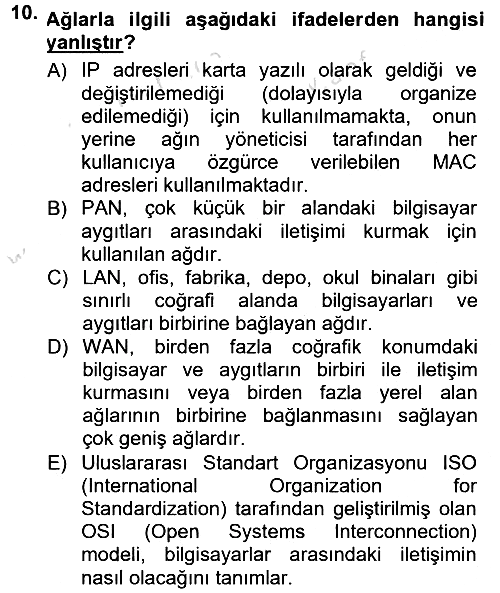 Uluslararası Lojistik 2013-2014 Tek Ders Sınavı - 10. soru