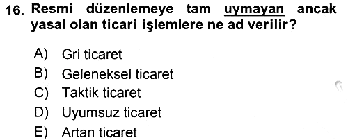 Uluslararası Pazarlama 2016-2017 3 Ders Sınavı - 16. soru