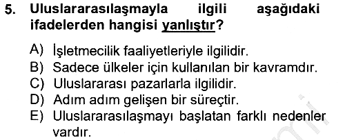 Uluslararası Pazarlama 2012-2013 Ara Sınav - 5. soru