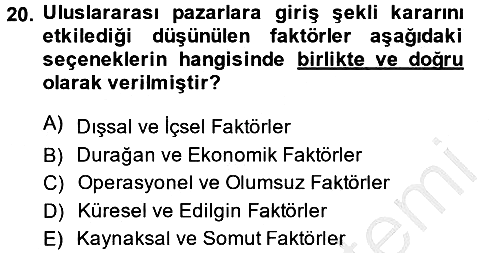 Uluslararası Pazarlama 2014-2015 Ara Sınav - 20. soru