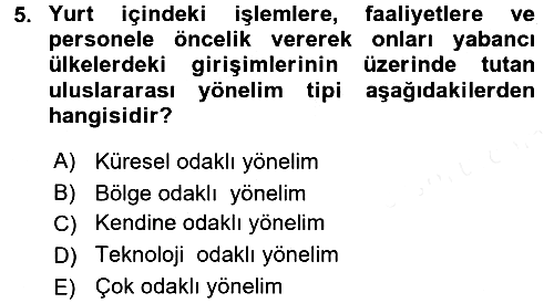 Uluslararası Pazarlama 2015-2016 Ara Sınav - 5. soru