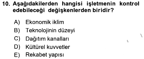 Uluslararası Pazarlama 2016-2017 Ara Sınav - 10. soru