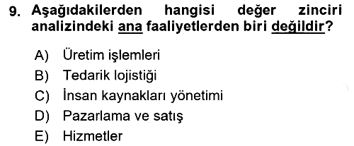 Uluslararası Pazarlama 2017-2018 Ara Sınav - 9. soru