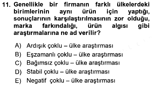 Uluslararası Pazarlama 2018-2019 Ara Sınav - 11. soru