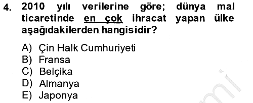 Uluslararası Pazarlama 2013-2014 Dönem Sonu Sınavı - 4. soru