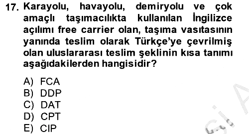 Uluslararası Pazarlama 2013-2014 Dönem Sonu Sınavı - 17. soru