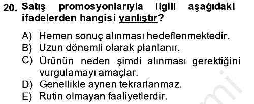Uluslararası Pazarlama 2013-2014 Dönem Sonu Sınavı - 20. soru