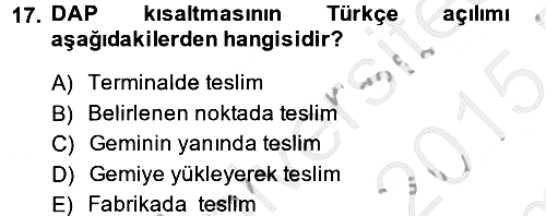 Uluslararası Pazarlama 2014-2015 Dönem Sonu Sınavı - 17. soru