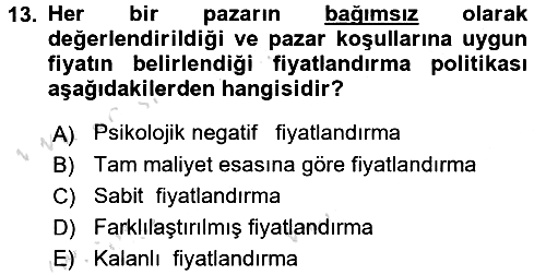 Uluslararası Pazarlama 2015-2016 Dönem Sonu Sınavı - 13. soru