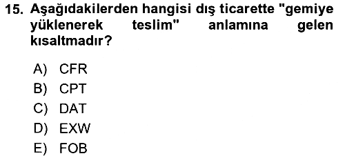 Uluslararası Pazarlama 2015-2016 Dönem Sonu Sınavı - 15. soru