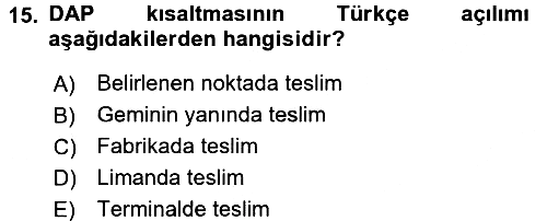 Uluslararası Pazarlama 2016-2017 Dönem Sonu Sınavı - 15. soru