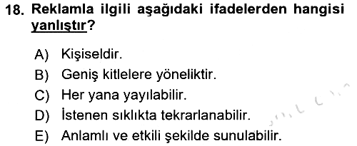Uluslararası Pazarlama 2016-2017 Dönem Sonu Sınavı - 18. soru