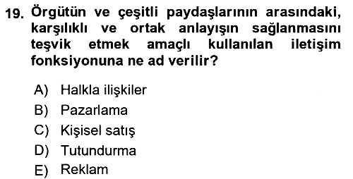 Uluslararası Pazarlama 2020-2021 Yaz Okulu Sınavı - 19. soru