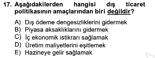 Uluslararası Ticaret 2012-2013 Ara Sınav - 17. soru