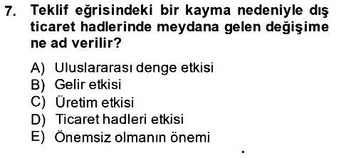 Uluslararası Ticaret 2013-2014 Ara Sınav - 7. soru
