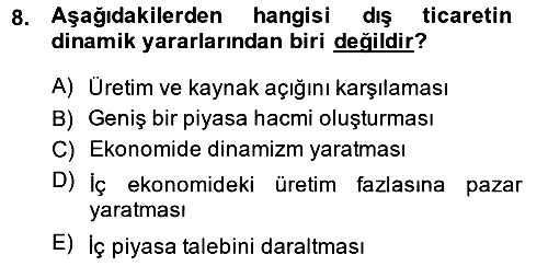 Uluslararası Ticaret 2013-2014 Ara Sınav - 8. soru