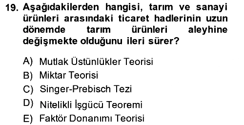 Uluslararası Ticaret 2013-2014 Ara Sınav - 19. soru