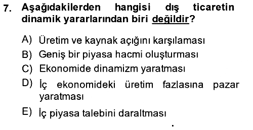 Uluslararası Ticaret 2014-2015 Ara Sınav - 7. soru